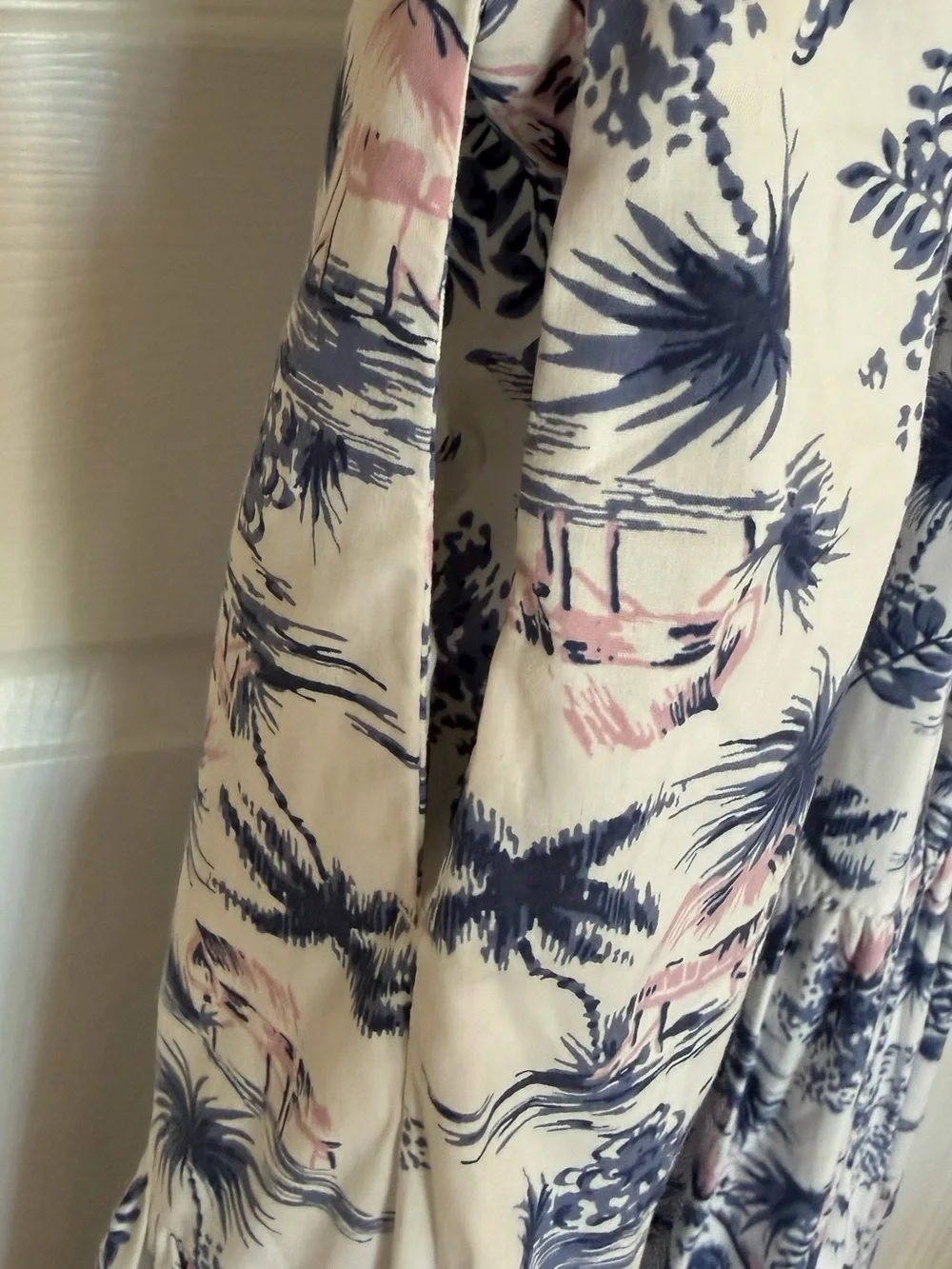 Abercrombie & Fitch White Maxi Dress with Navy and Light Pink Floral Print